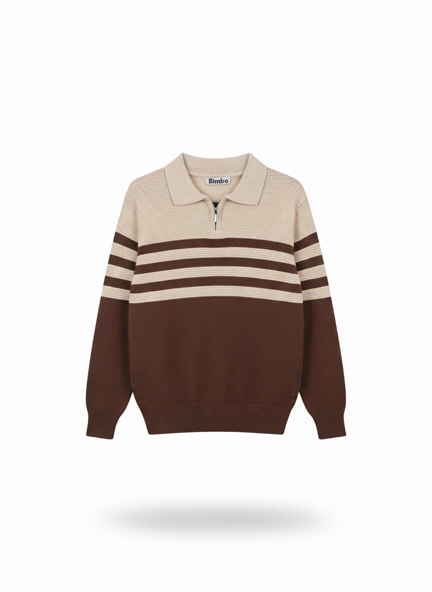 Soft Brown & Beige Knit Pullover